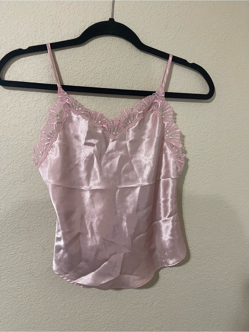 Delicate Pink Satin Lace Cami